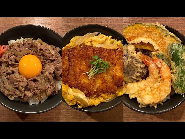 Top 3 Most Eaten Japanese Dinner - You will become addicted! GYUDON, KATSUDON & TENDON