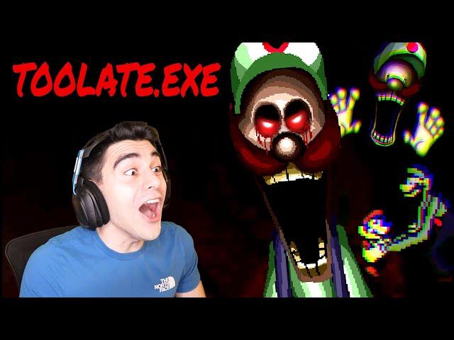 LUIGI.EXE ATTACKED AND KILLED MARIO! - TooLate.exe (SCARY MARIO.EXE GAME)