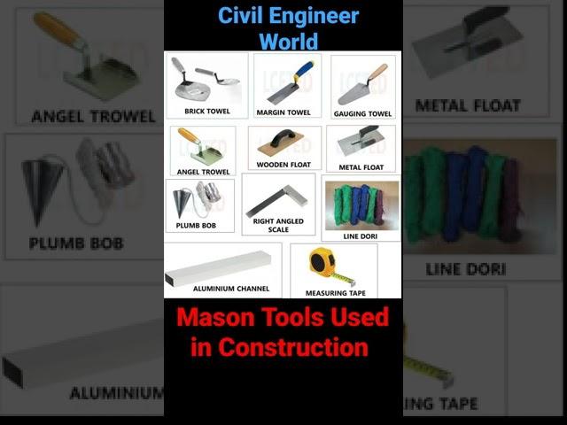 Mason Tools Used in construction || Civil Engineer World || #shorts