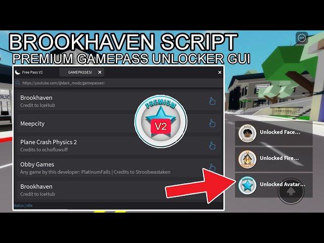 Brookhaven Script Premium V2 Gamepass Unlocker Gui |Hydrogen,fluxus,Arceus x Mobile