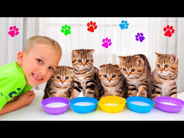 Vlad and Niki play with Kittens - Funny stories for kids