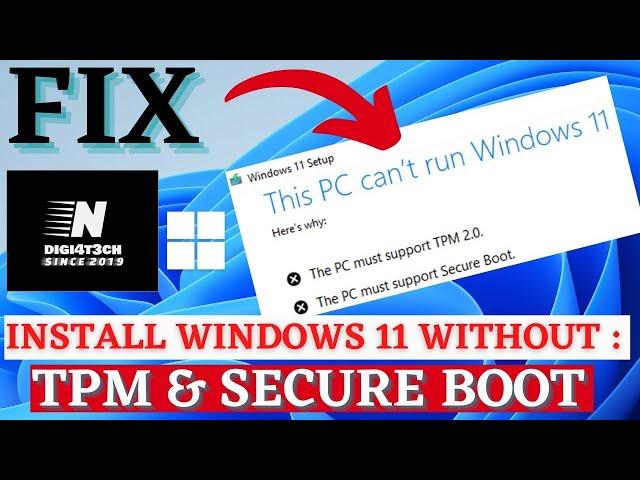 |Windows 11| |TPM 2.0| |SECURE BOOT| |ERROR FIX| |DIGI4T3CH|