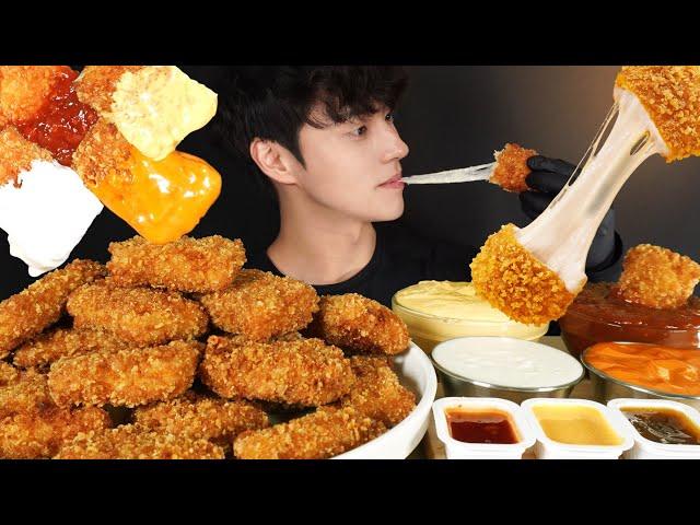 ASMR MUKBANG FRIED CHICKEN WITH MOZZARELLA CHEESE!