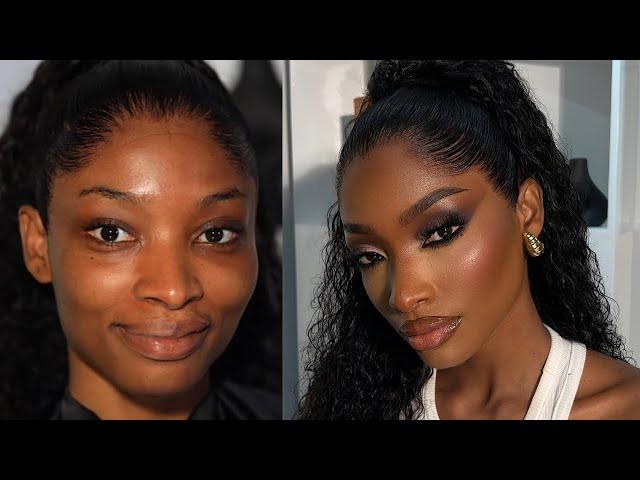 CLIENT MAKEUP TRANSFORMATION/DARK SKIN MAKEUP TUTORIAL