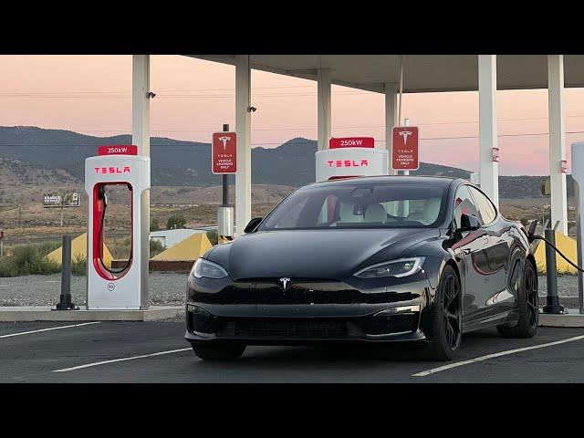 Tesla Model S Plaid Road Trip From California To Colorado w/ Full Superchargers & CCS Adapter