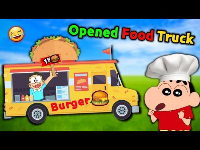 Shinchan and Nobita Opened Food Truck ||  Funny game Food Truck Simulator