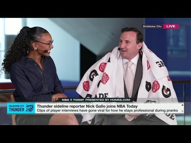Nick Gallo stays 'locked in and focused' despite the Thunder's pranks during interviews | NBA Today