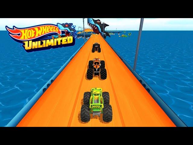 HOT WHEELS UNLIMITED 2 - GUNKSTER, BONE SHAKER, Tiger Shark In Mega Wrex