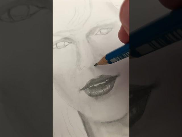 ASMR Drawing Taylor Swift with Graphite Pencil | Relaxing Art Sounds #shorts