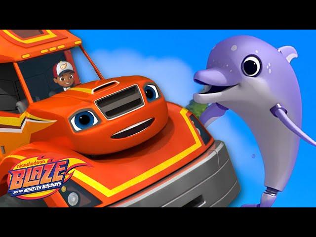Big Rig Blaze Rescues a Dolphin! w/ AJ | Blaze and the Monster Machines