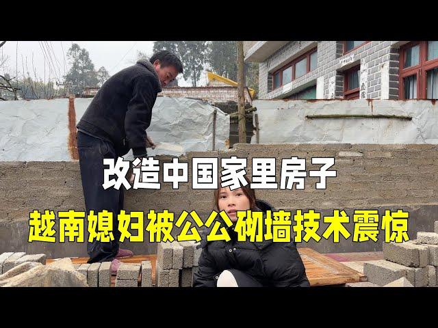 中国老公买材料改造院子，越南媳妇被震惊：公公砌砖水平太高了！