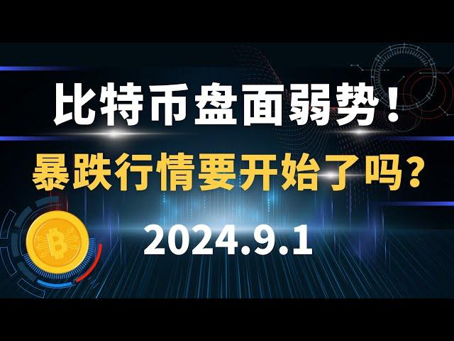 比特币盘面弱势！暴跌行情要开始了吗？比特币 以太坊  行情分析。