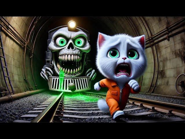 Kitten meets Train Eater Monster #cat #ai #catlover #catvideos #cutecat #aicat