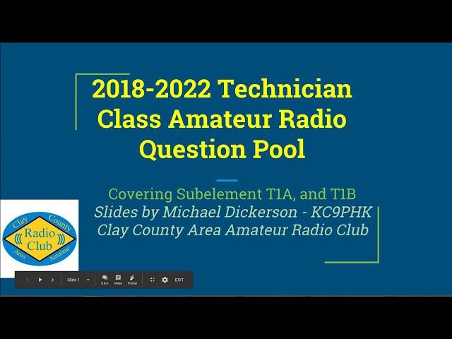 EXPIRED - Replaced w/ New Version #1 CCAARC 2018 Technician Class Question Pool Subelement T1A,T1B