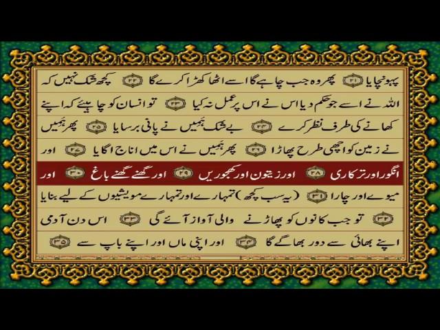 QURAN PARA 30 JUST/ONLY URDU TRANSLATION(FATEH MUHAMMAD JALANDRI) WITH TEXT HD