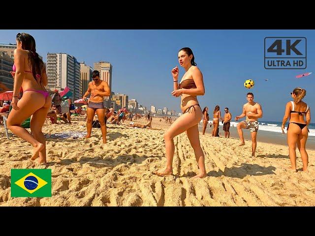 4K ⁶⁰ Walking tour on LEBLON BEACH |  Beach walk in RIO DE JANEIRO