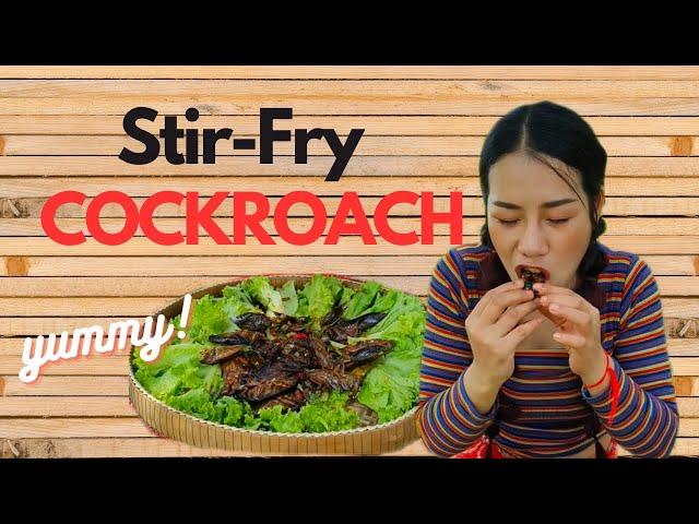 Stir-Fry cockroach | cook and eat | Jin Su #mukbang