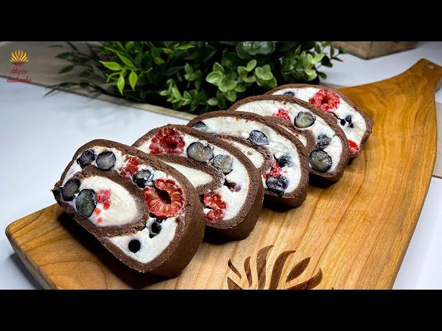 Fruit Roulade without Baking in 20 minutes!