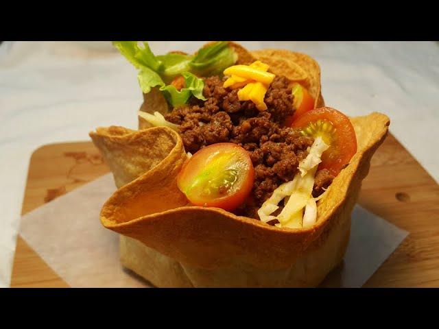 타코 샐러드  소고기 에에프라이어로 쉘 만들기 Taco Salad Beef & Airfryer Shell Making ^^