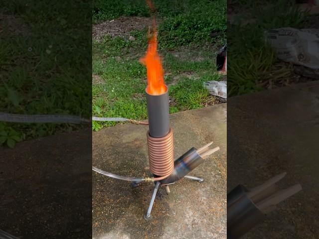 Testing out the new build!! #rocketstove #welding #camping #diy #offgrid #waterheater