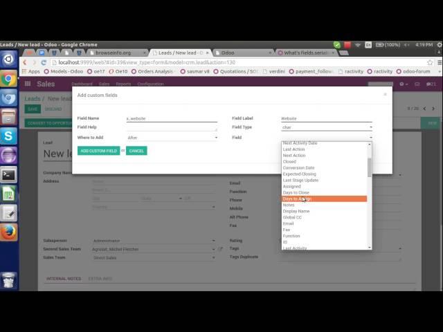 How to Add Fields by Users Choice into CRM Lead Form? #odooapp #odoo #CRMlead