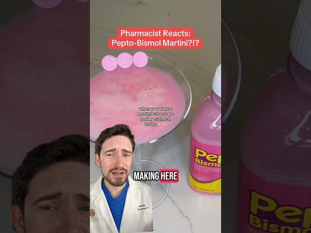 PEPTO-BISMOL MARTINI?!? Pharmacist reacts #martinis #stomachissues #stomachache