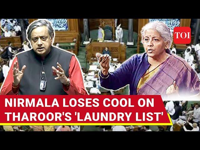 'First Learn To...': Nirmala Sitharaman Snaps At Tharoor For 'Laundry List' Jibe | Watch