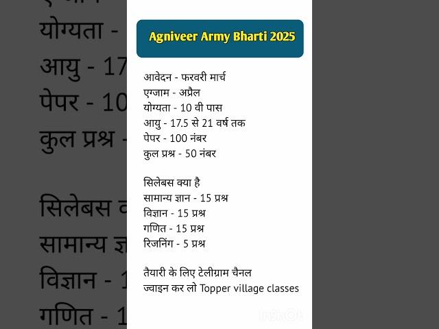 Army 🪖agniveer New vacancy 2025 Army agniveer syllabus 2025 agniveer form date 2025 agniveer Exam