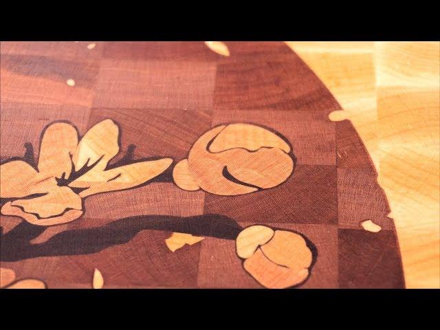 The Sakura cutting board. CNC Woodworking. Wood inlay. Cnc inlay BroinwooD