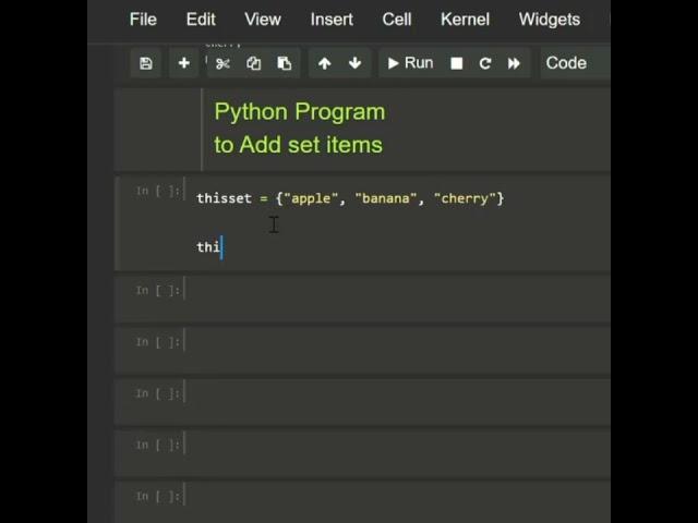 #python program to Add set items