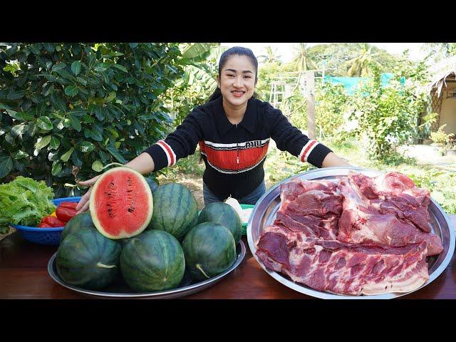 Cooking with Sreypov: Yummy watermelon cook with pork - My country style cooking