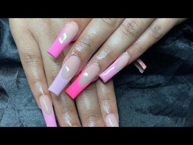 watch me work| french tip nails| pink nails| nieceys nails