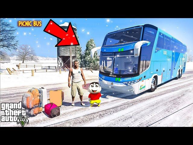 Shinchan & Franklin Tour in 'LUXURY BUS' Travelling Los Santos to Forest Mountain in Gta 5 in Telugu