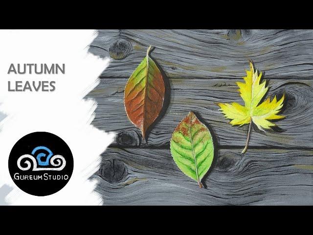 Acrylic Painting Autumn Leaves Still Life | Realistic
