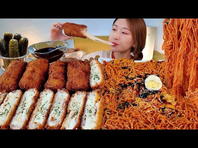 ASMR Cheese pork cutlet, jjolmyeon MUKBANG