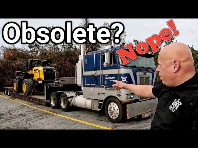 Old Peterbilt Hauling New Komatsu Wheel Loader.   South Carolina to Michigan Via WV