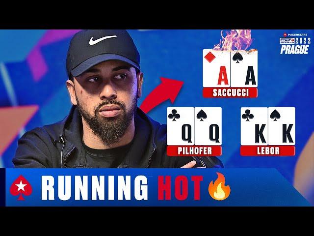 Poker Player RUNNING INSANELY GOOD at EPT Prague Main Event 2022 ️ PokerStars