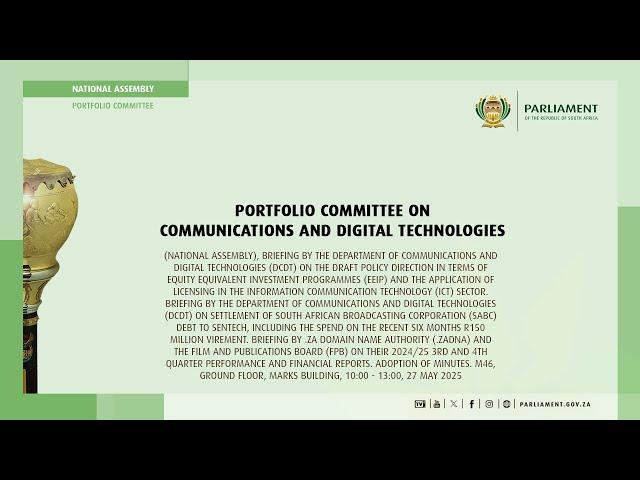 Portfolio Committee on Communications and Digital Technologies, 27 May 2025