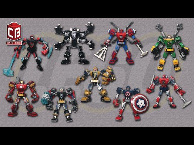 LEGO Mech Armor sets #crixbrix #mechs #marvel #ironman #spiderman #thor