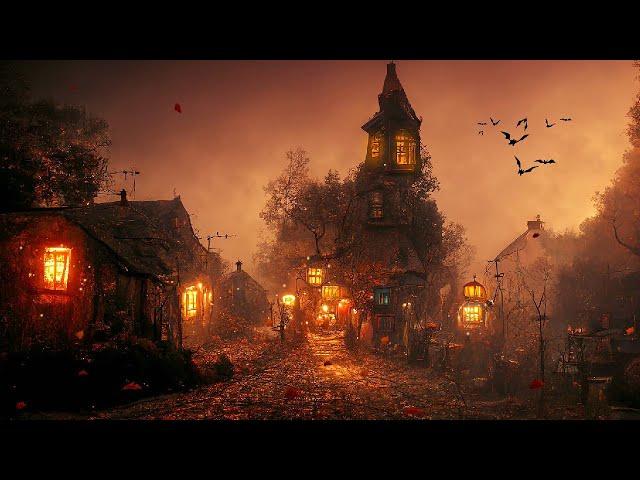 Halloween Ambience  Abandoned Haunted Town, Spooky Sounds, Relaxing Halloween Music