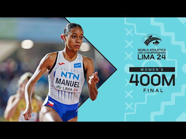 's Manuel rules the women's 400m final in Lima | World Athletics U20 Championships Lima 2024