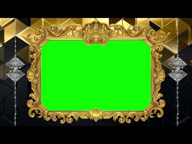 Golden Frame and Diamond Green Screen Looped Motion Graphics 4K Quality  | FREE TO USE | iforEdits