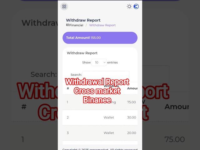 Withdrawal Report Cross market New update #crossmarket #botalpha #binance