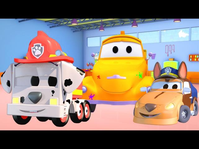 Tom The Tow Truck's Paint Shop: Baby Frank and Baby Matt are the Paw Patrols | Truck cartoons