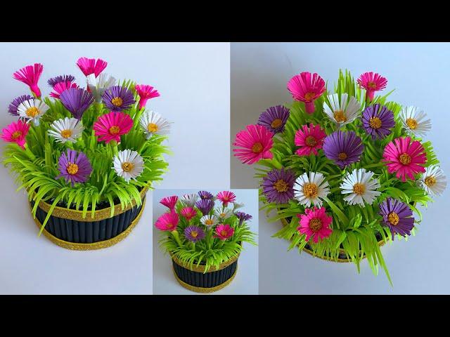 DIY Flower Pot Decorative Showpiece / Paper Craft / Easy Home Decor Ideas / Flower Pot Making ideas