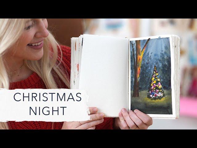 Paint a Christmas Night | Special Christmas Watercolor Painting by Sarah Cray of Let's Make Art