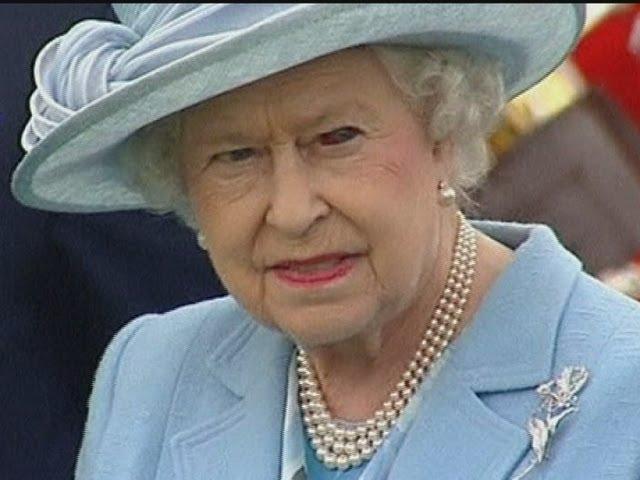 Queen sports a bloodshot eye at polo match