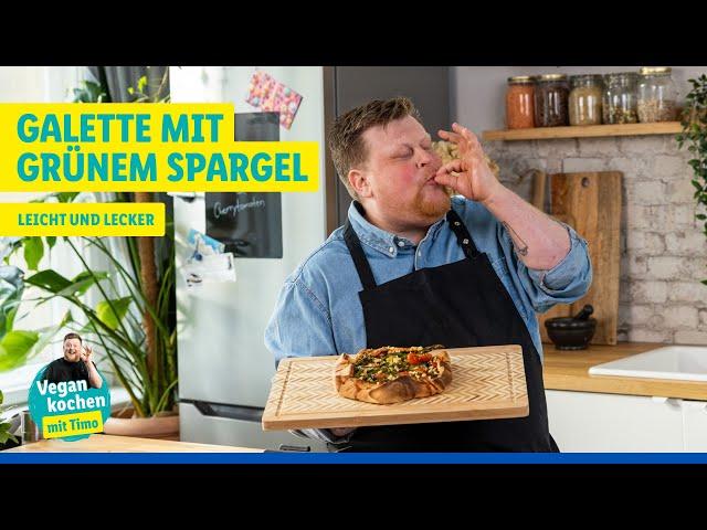 Vegan kochen mit Timo: Vegan kochen mit Timo: Galette mit grünem Spargel und Cherrytomaten