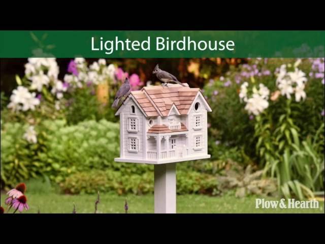 Kingsgate Cottage Lighted Birdhouse and Pole SKU# 59C97 - Plow & Hearth