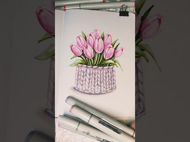 Скетч маркерами. Весна. #иллюстрации #скетч #8марта #drawing #sketch #sketchmarker